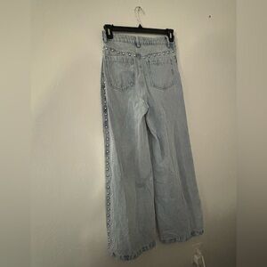 House of Harlow Super high waist wide leg studded jeans